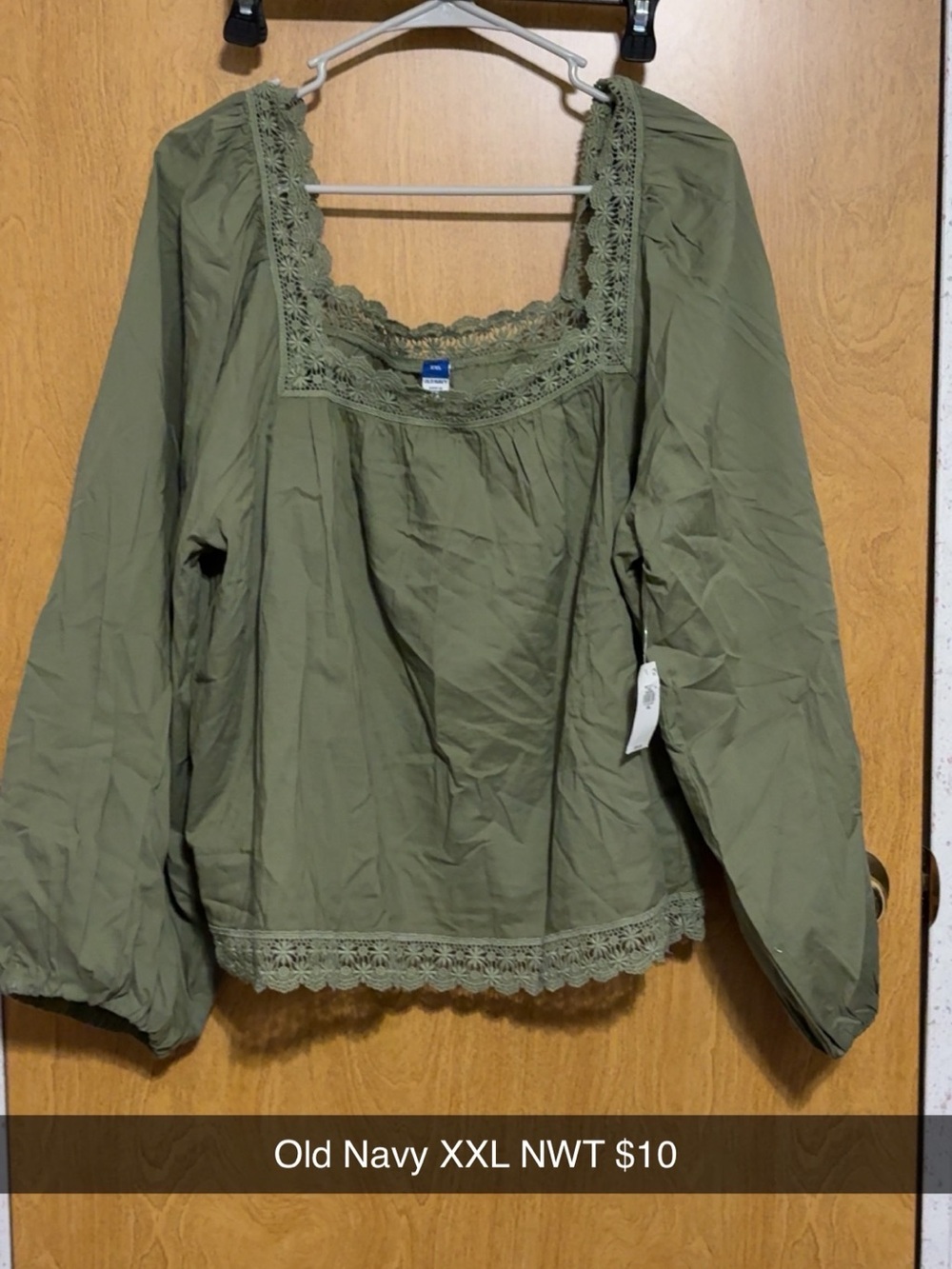 Old Navy Olive Crochet-Trim Square Neck Tunic